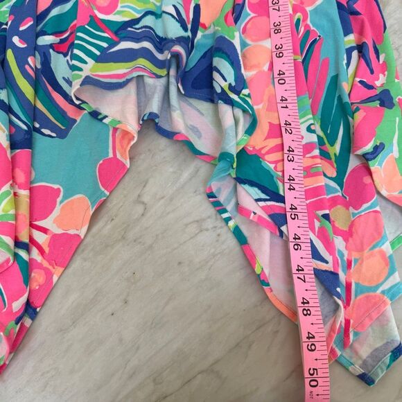 Lilly Pulitzer Sloane midi dress colorful floral leaf handkerchief hemline sz S - Picture 9 of 9